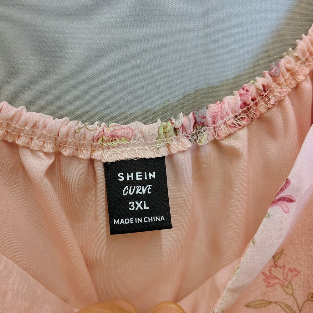 SHEIN Curve 3XL Pink Floral Cottagecore Fairytale Princesscore Dress‎ Mini - Picture 13 of 13